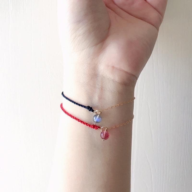 [zoeverglow]拉長石 14kgf編製手鍊 | 藏青 灰月光石-細節圖7