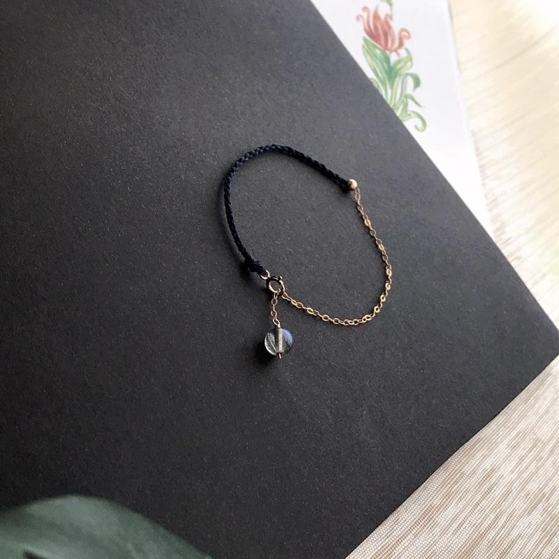 [zoeverglow]拉長石 14kgf編製手鍊 | 藏青 灰月光石-細節圖8