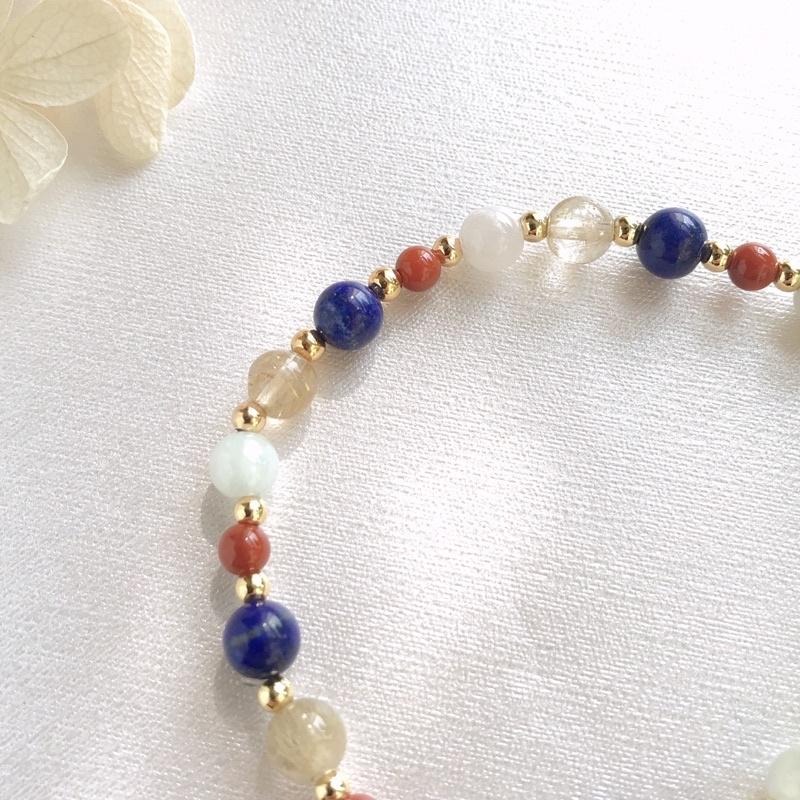 [zoeverglow]原創天然石青金石x髮晶手串｜異國風情-細節圖2