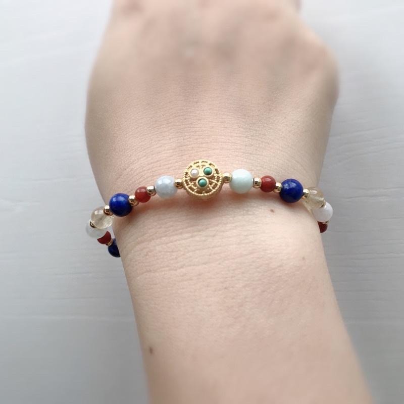 [zoeverglow]原創天然石青金石x髮晶手串｜異國風情-細節圖3