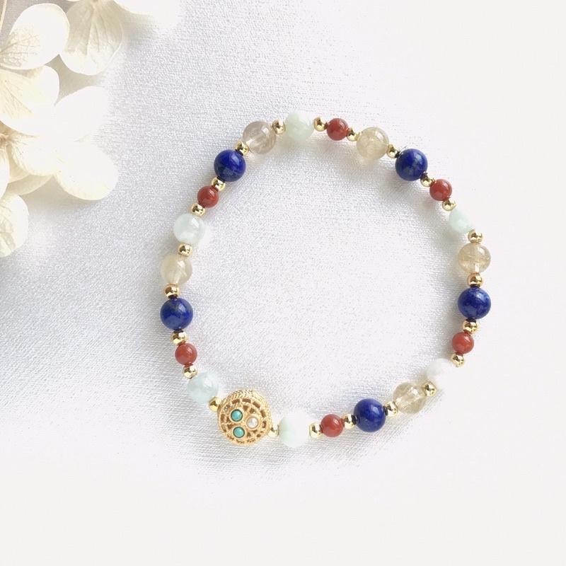 [zoeverglow]原創天然石青金石x髮晶手串｜異國風情-細節圖4