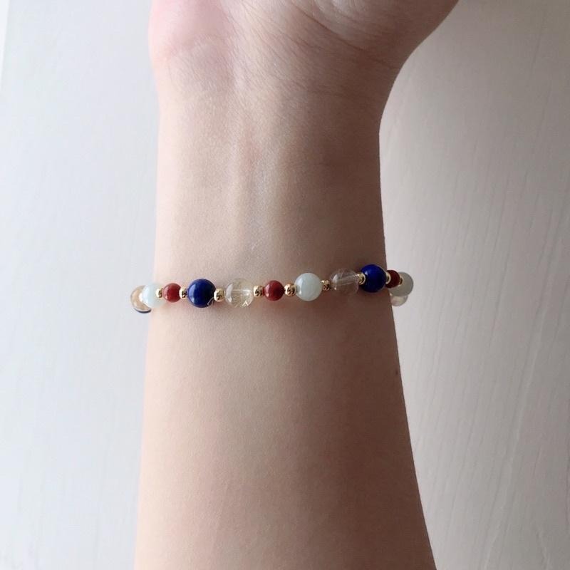 [zoeverglow]原創天然石青金石x髮晶手串｜異國風情-細節圖5