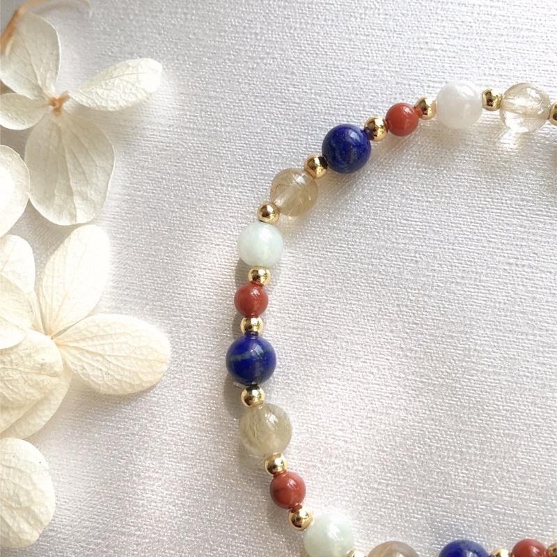 [zoeverglow]原創天然石青金石x髮晶手串｜異國風情-細節圖6