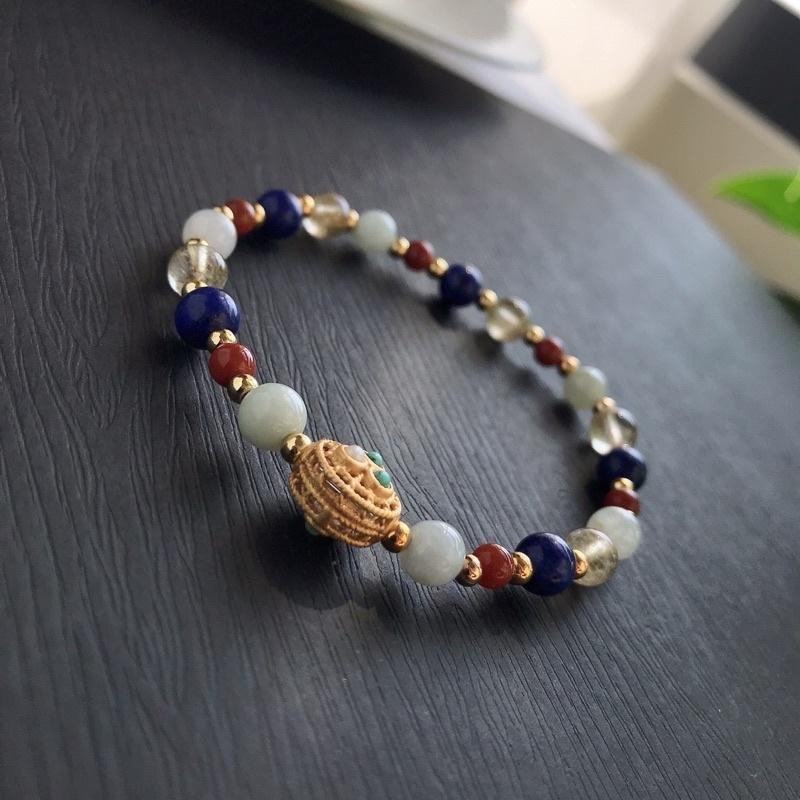 [zoeverglow]原創天然石青金石x髮晶手串｜異國風情-細節圖7