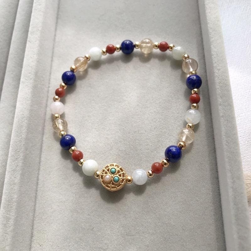 [zoeverglow]原創天然石青金石x髮晶手串｜異國風情-細節圖9