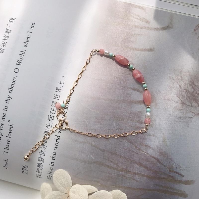 [zoeverglow]紅紋石x綠松石x淡水珍珠 14kgf手鍊-細節圖2