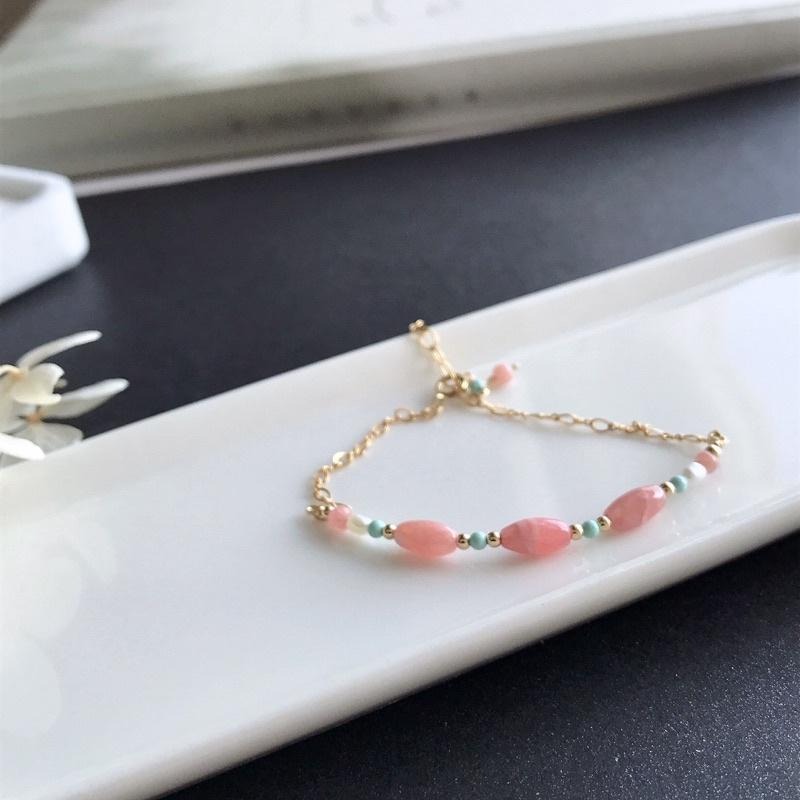 [zoeverglow]紅紋石x綠松石x淡水珍珠 14kgf手鍊-細節圖7