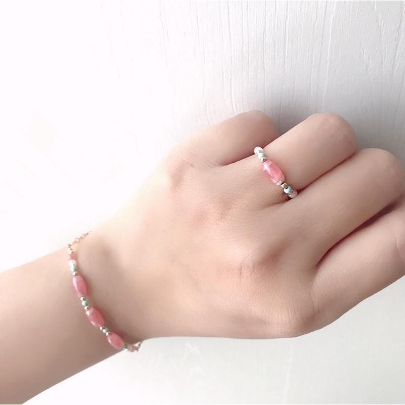 [zoeverglow]紅紋石x綠松石x淡水珍珠 14kgf手鍊-細節圖9