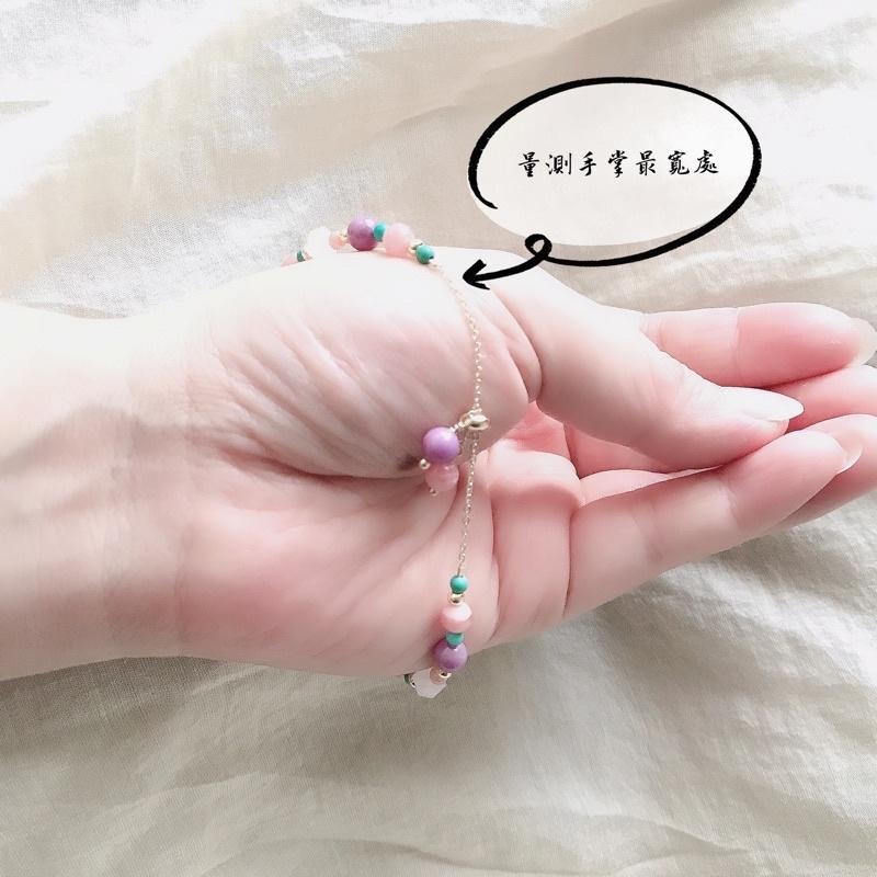 [zoeverglow]原創金草莓晶x青金石x月光石x淡水珍珠 s925純銀手鍊｜抽拉式-細節圖9