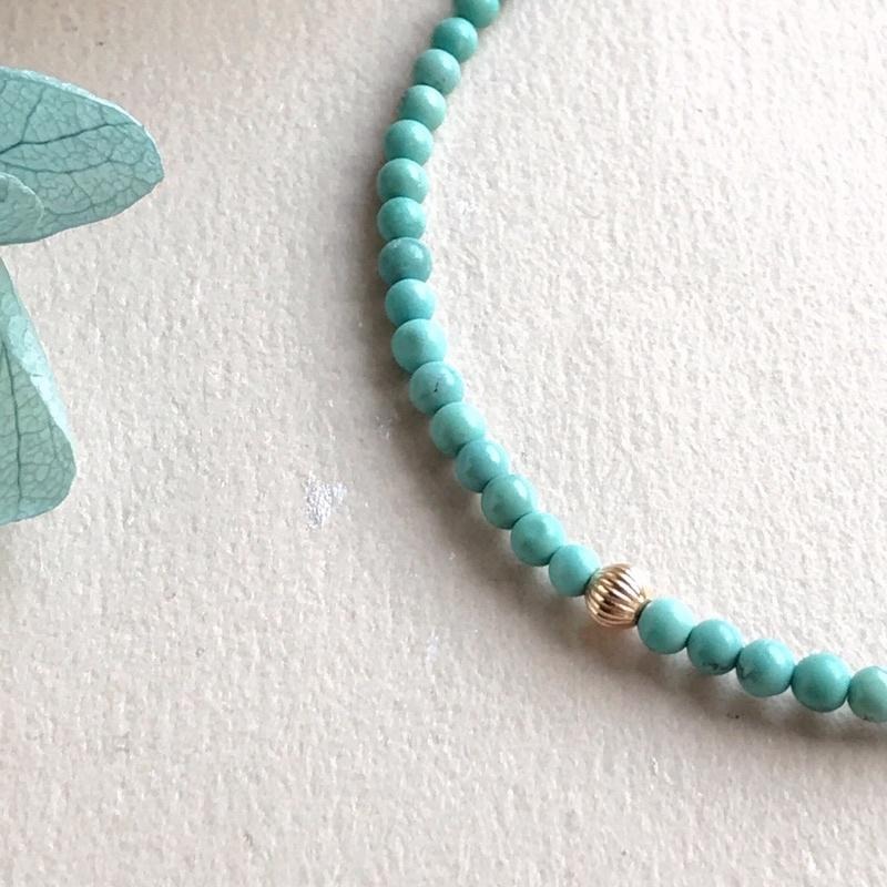 [zoeverglow]原創綠松石 紫雲母 14kgf手鍊|極細 美國14kgf-細節圖4