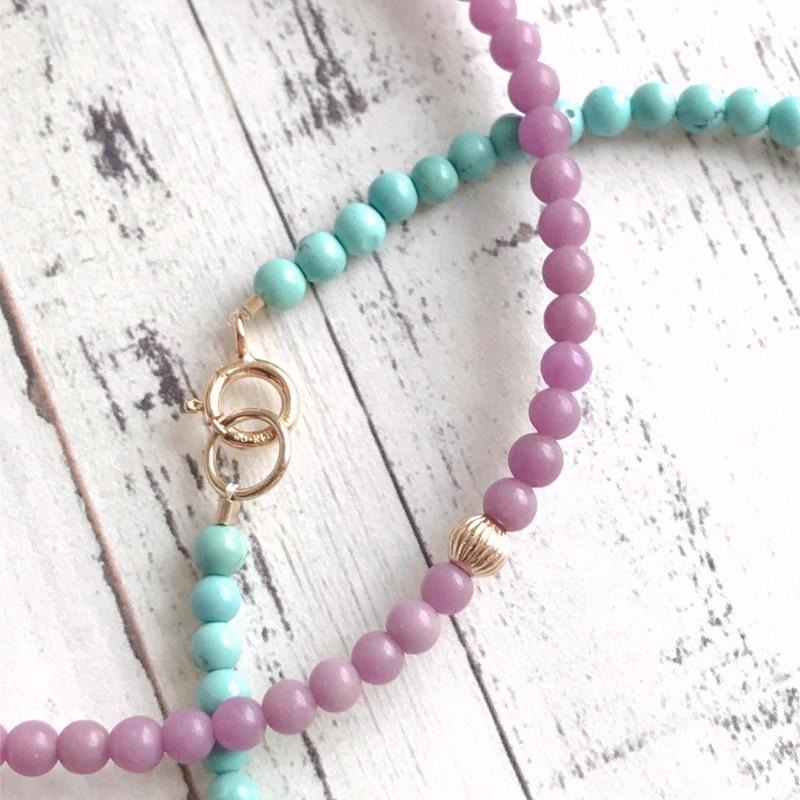 [zoeverglow]原創綠松石 紫雲母 14kgf手鍊|極細 美國14kgf-細節圖5