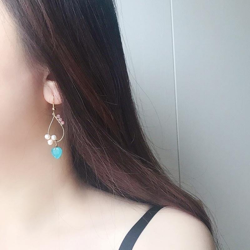 [zoeverglow]原創心形天河石x淡水珍珠x梅花碧璽耳環｜典雅 氣質-細節圖4