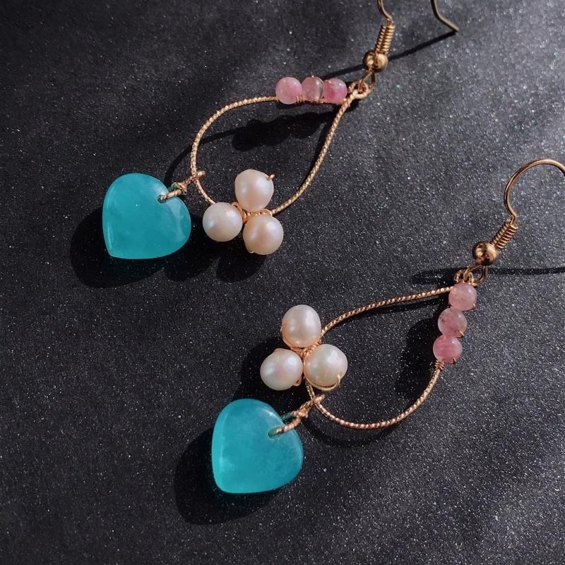 [zoeverglow]原創心形天河石x淡水珍珠x梅花碧璽耳環｜典雅 氣質-細節圖5