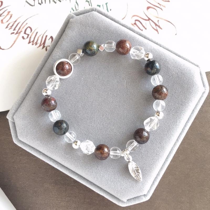 [zoeverglow]原創彼得石x白水晶 s925純銀手串｜彈力繩-細節圖2