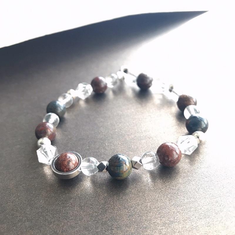 [zoeverglow]原創彼得石x白水晶 s925純銀手串｜彈力繩-細節圖4