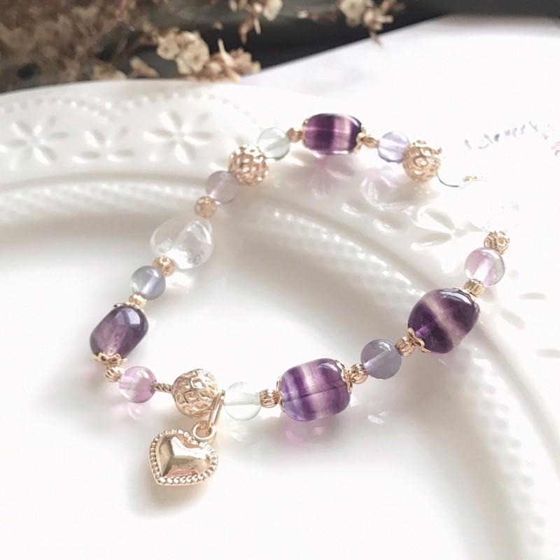 [zoeverglow]螢石x白水晶愛心手串｜華麗 宮廷風 獨角獸螢石-細節圖3