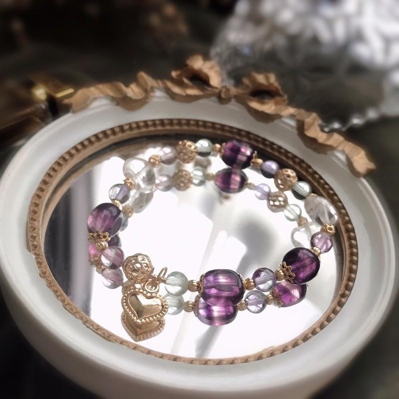 [zoeverglow]螢石x白水晶愛心手串｜華麗 宮廷風 獨角獸螢石-細節圖6