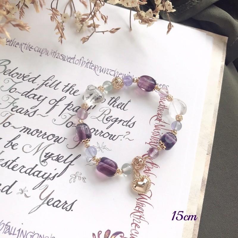 [zoeverglow]螢石x白水晶愛心手串｜華麗 宮廷風 獨角獸螢石-細節圖8