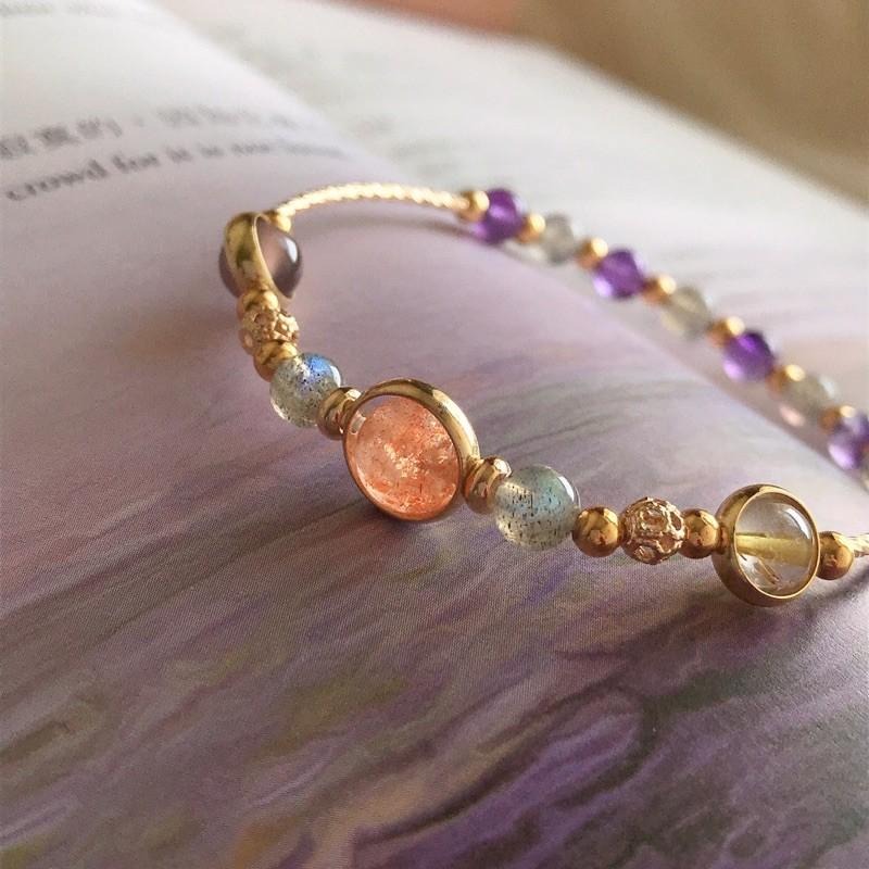 [zoeverglow]金太陽x灰月光x紫水晶x髮晶手串｜信心 勇氣 好運-細節圖4