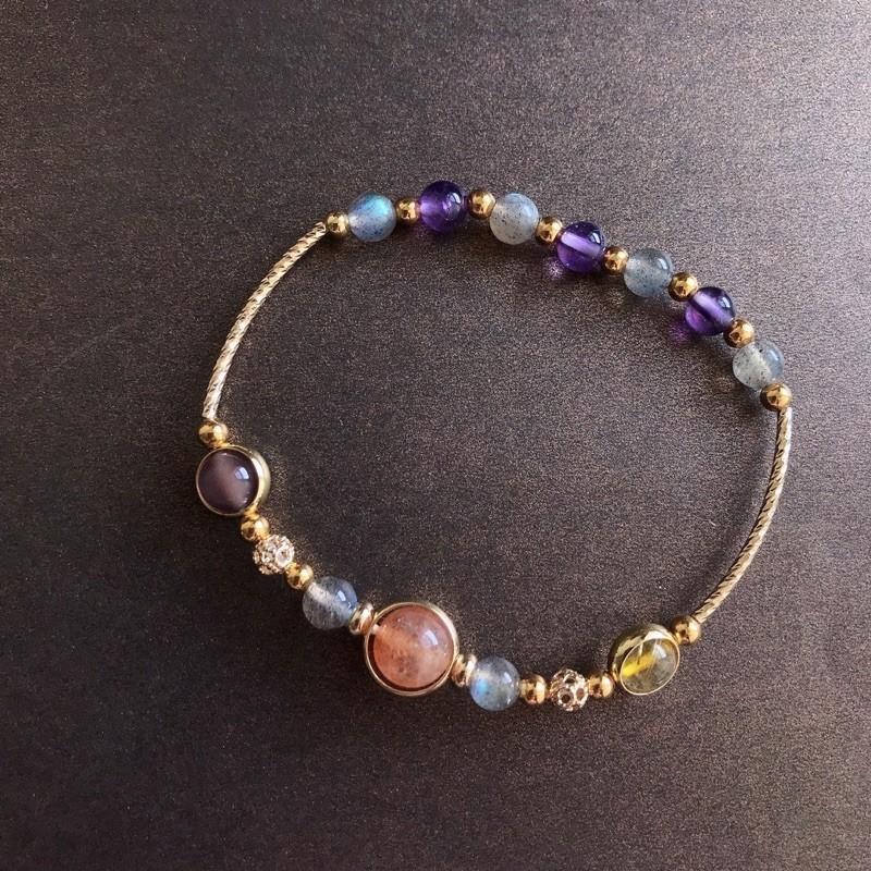 [zoeverglow]金太陽x灰月光x紫水晶x髮晶手串｜信心 勇氣 好運-細節圖6