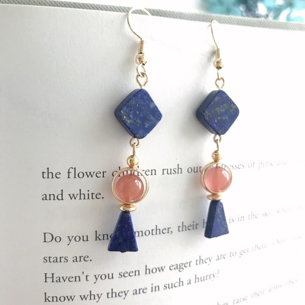 [zoeverglow]青金石x南紅瑪瑙耳環｜冰飄南紅 新中式-細節圖5