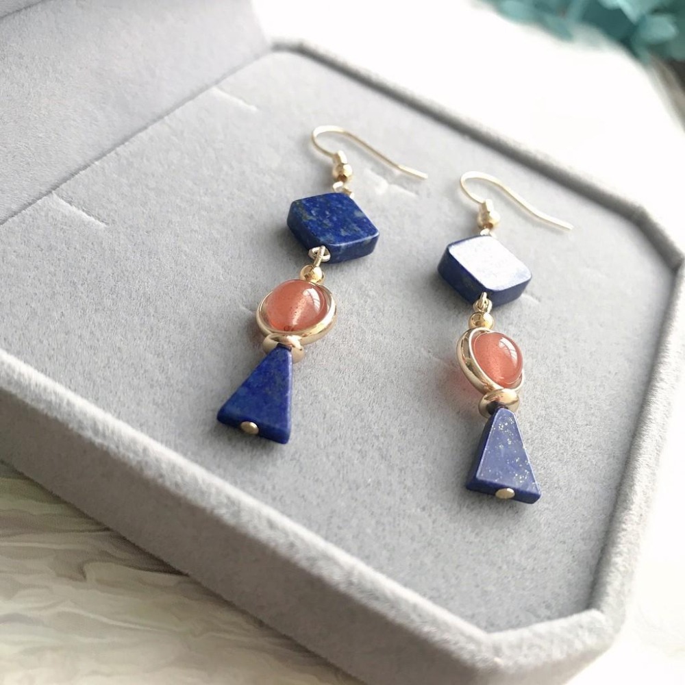 [zoeverglow]青金石x南紅瑪瑙耳環｜冰飄南紅 新中式-細節圖7