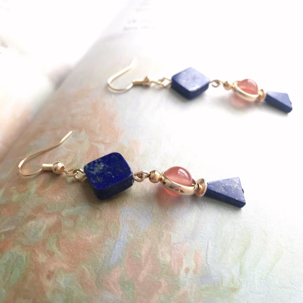 [zoeverglow]青金石x南紅瑪瑙耳環｜冰飄南紅 新中式-細節圖8