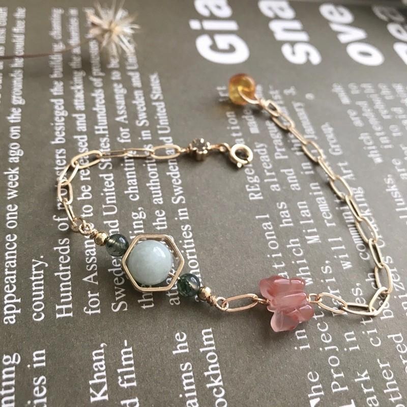 [zoeverglow]原創天然石冰飄南紅瑪瑙蝴蝶x水草瑪瑙手鍊-細節圖3