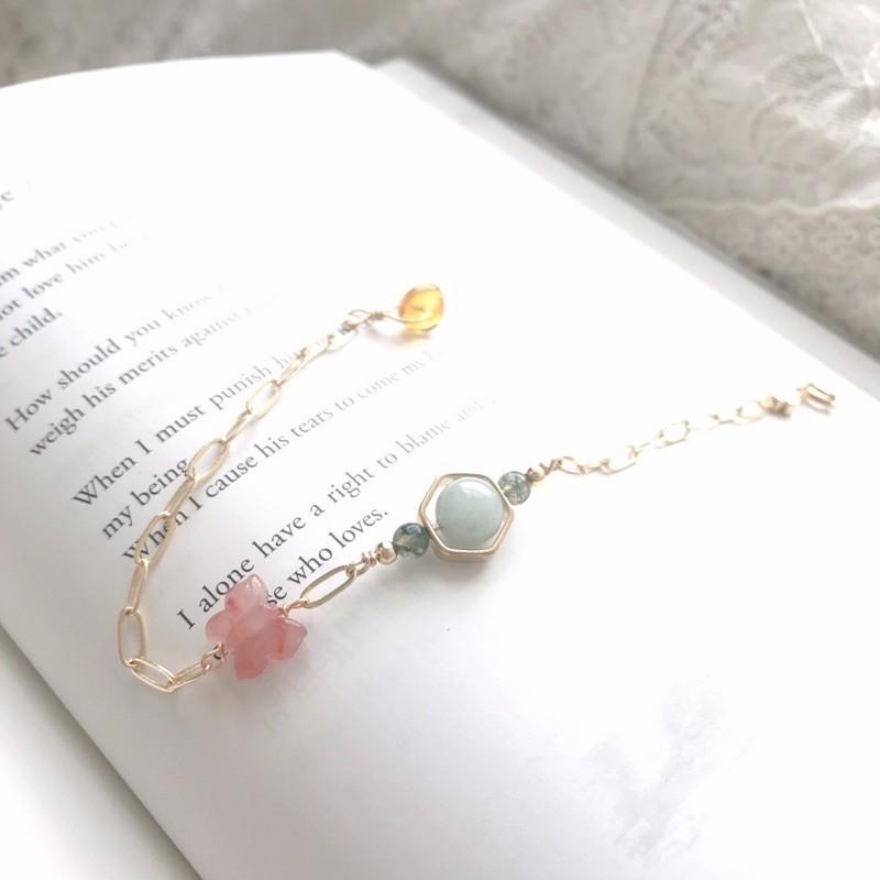 [zoeverglow]原創天然石冰飄南紅瑪瑙蝴蝶x水草瑪瑙手鍊-細節圖4