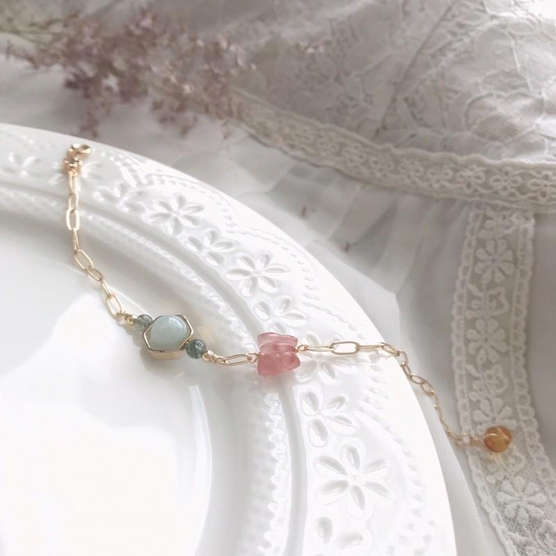 [zoeverglow]原創天然石冰飄南紅瑪瑙蝴蝶x水草瑪瑙手鍊-細節圖5