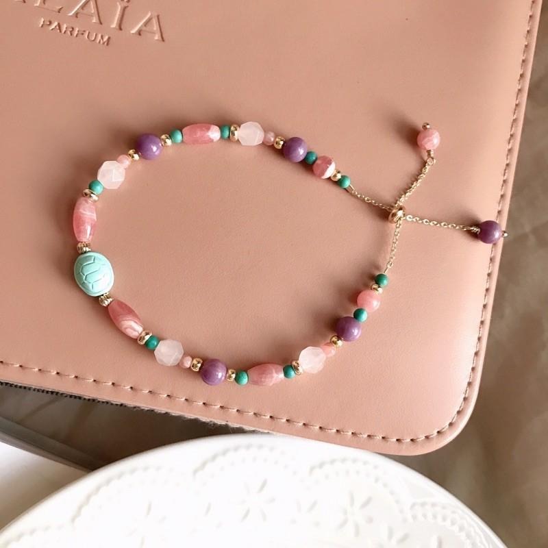 [zoeverglow]富甲綠松石x紅紋石x粉晶 x紫雲母手鍊｜抽拉式 富甲天下-細節圖6