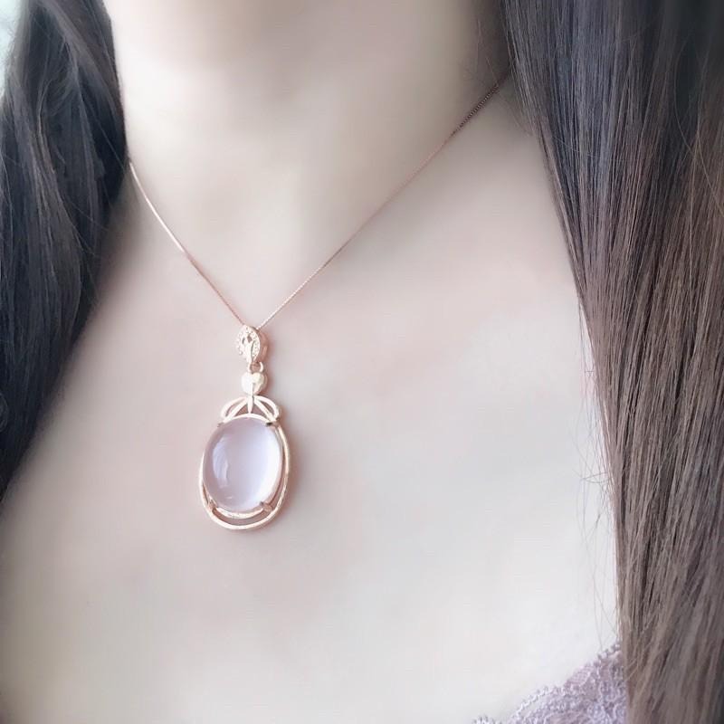 [zoeverglow]星光粉晶 s925純銀鍍玫瑰金項鍊-細節圖2