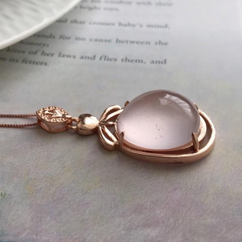 [zoeverglow]星光粉晶 s925純銀鍍玫瑰金項鍊-細節圖3