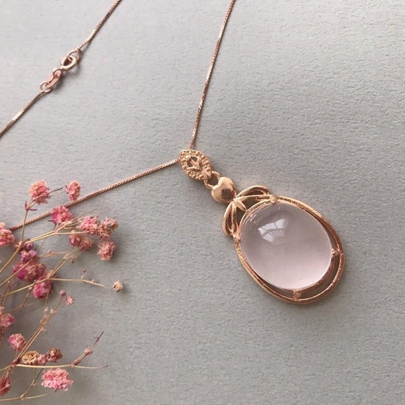 [zoeverglow]星光粉晶 s925純銀鍍玫瑰金項鍊-細節圖4