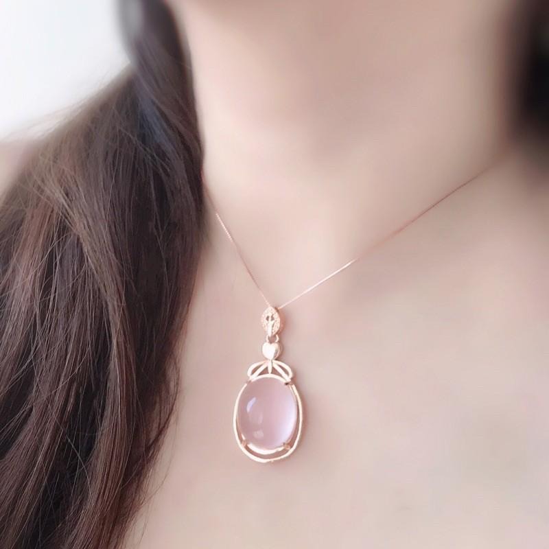 [zoeverglow]星光粉晶 s925純銀鍍玫瑰金項鍊-細節圖5