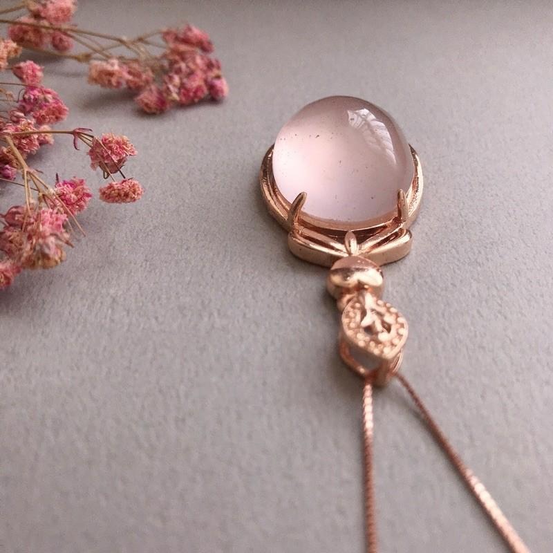 [zoeverglow]星光粉晶 s925純銀鍍玫瑰金項鍊-細節圖7