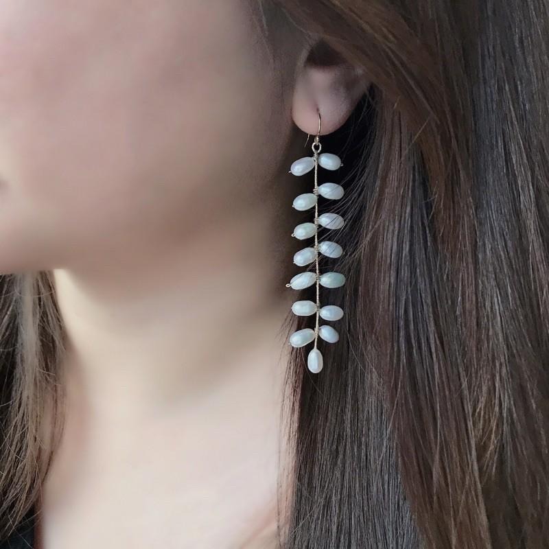 [zoeverglow]淡水珍珠14kgf耳環｜不對稱 孤品-細節圖3