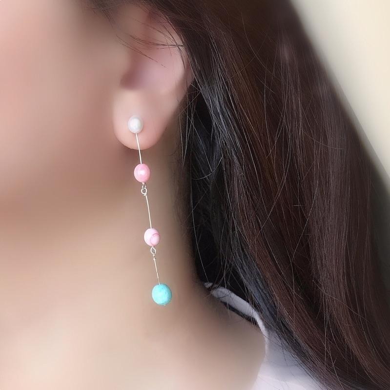 [zoeverglow]天然淡水珍珠x女王貝x天河石 s925純銀耳環｜兩用款-細節圖2