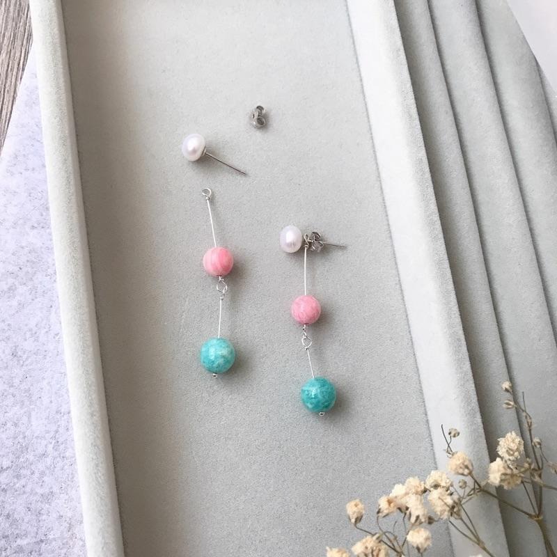 [zoeverglow]天然淡水珍珠x女王貝x天河石 s925純銀耳環｜兩用款-細節圖6