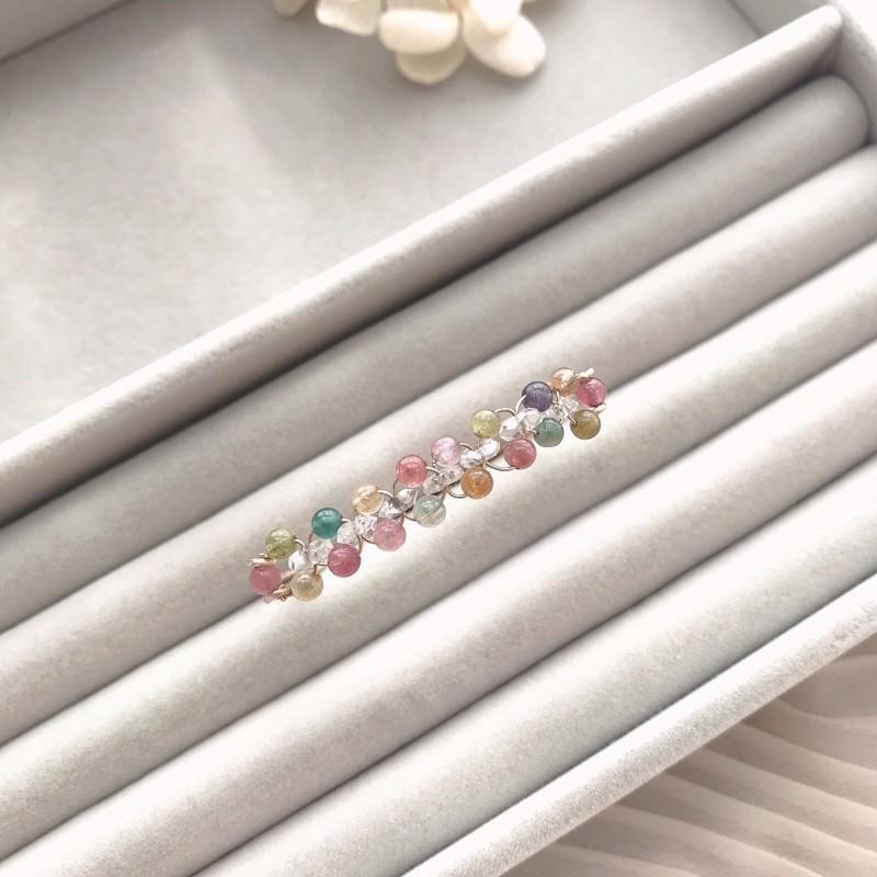 [zoeverglow]碧璽x白水晶編織14kgf手環｜落入凡間的彩虹-細節圖2