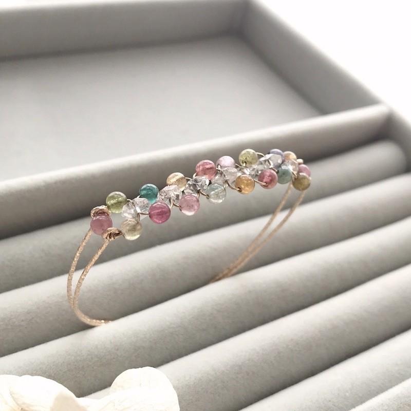 [zoeverglow]碧璽x白水晶編織14kgf手環｜落入凡間的彩虹-細節圖4