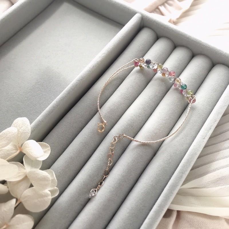 [zoeverglow]碧璽x白水晶編織14kgf手環｜落入凡間的彩虹-細節圖5