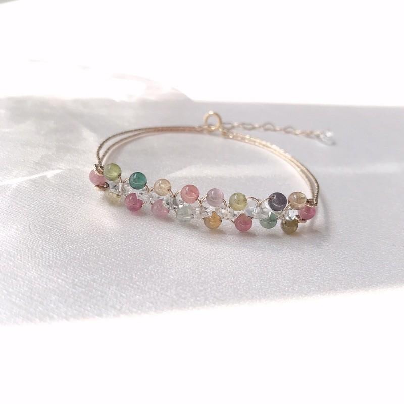 [zoeverglow]碧璽x白水晶編織14kgf手環｜落入凡間的彩虹-細節圖7