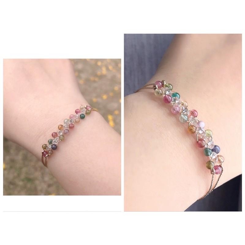 [zoeverglow]碧璽x白水晶編織14kgf手環｜落入凡間的彩虹-細節圖8