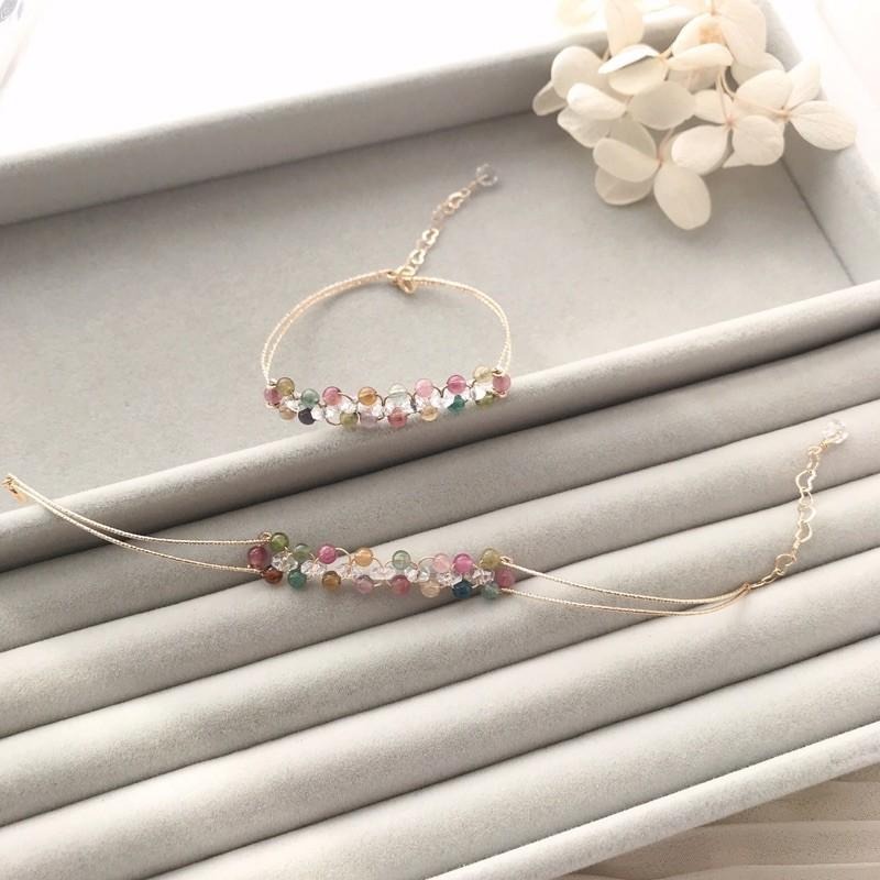 [zoeverglow]碧璽x白水晶編織14kgf手環｜落入凡間的彩虹-細節圖9