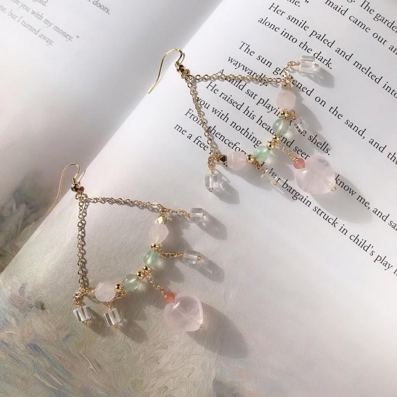 [zoeverglow]愛心粉晶 x 葡萄石項鍊+耳環｜宮廷風 套組-細節圖8