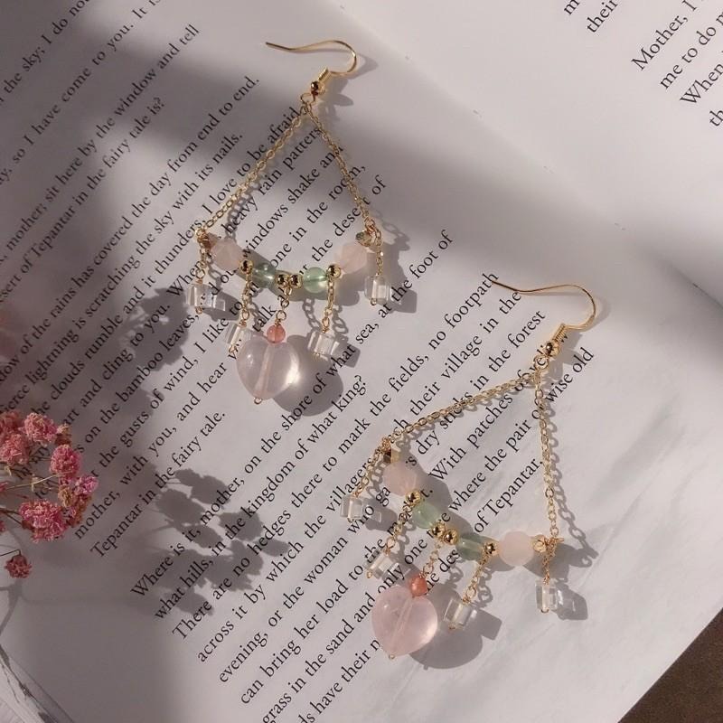 [zoeverglow]愛心粉晶 x 葡萄石項鍊+耳環｜宮廷風 套組-細節圖9