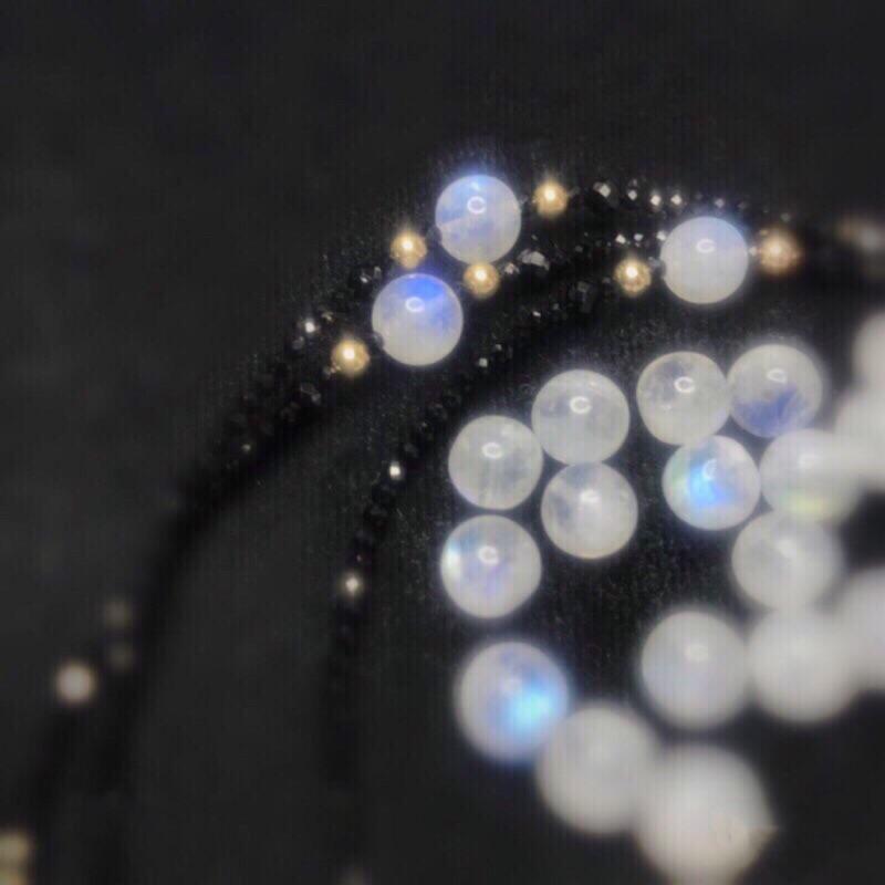 原創天然月光石14k包金黑尖晶石手鍊-細節圖6