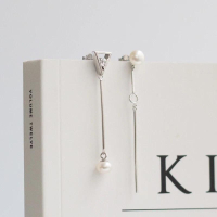 出清＊s925純銀淡水珍珠耳環 水原希子不對稱