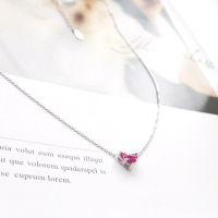 出清＊桃心項鍊鋯石閃鑽 純銀鎖骨鍊